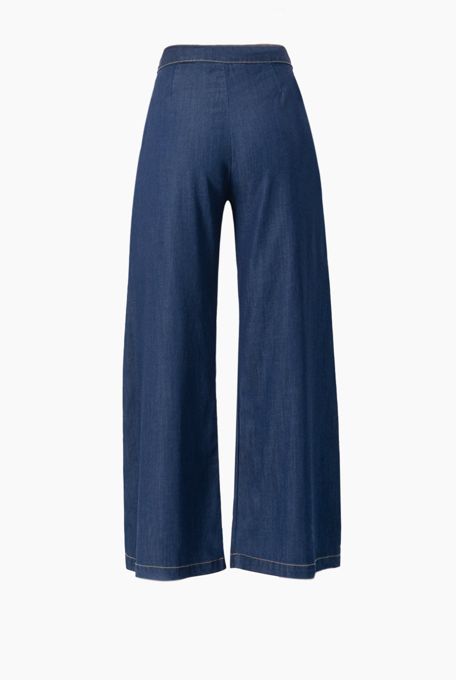 Jeans de pierna amplia en azul marino con bolsillos laterales