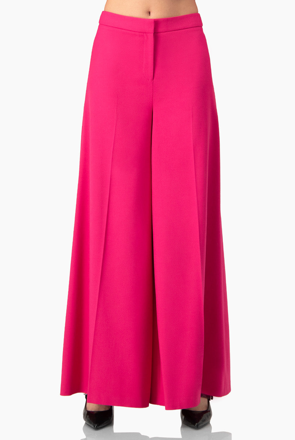 Pantalón recto rosa liso de pierna amplia