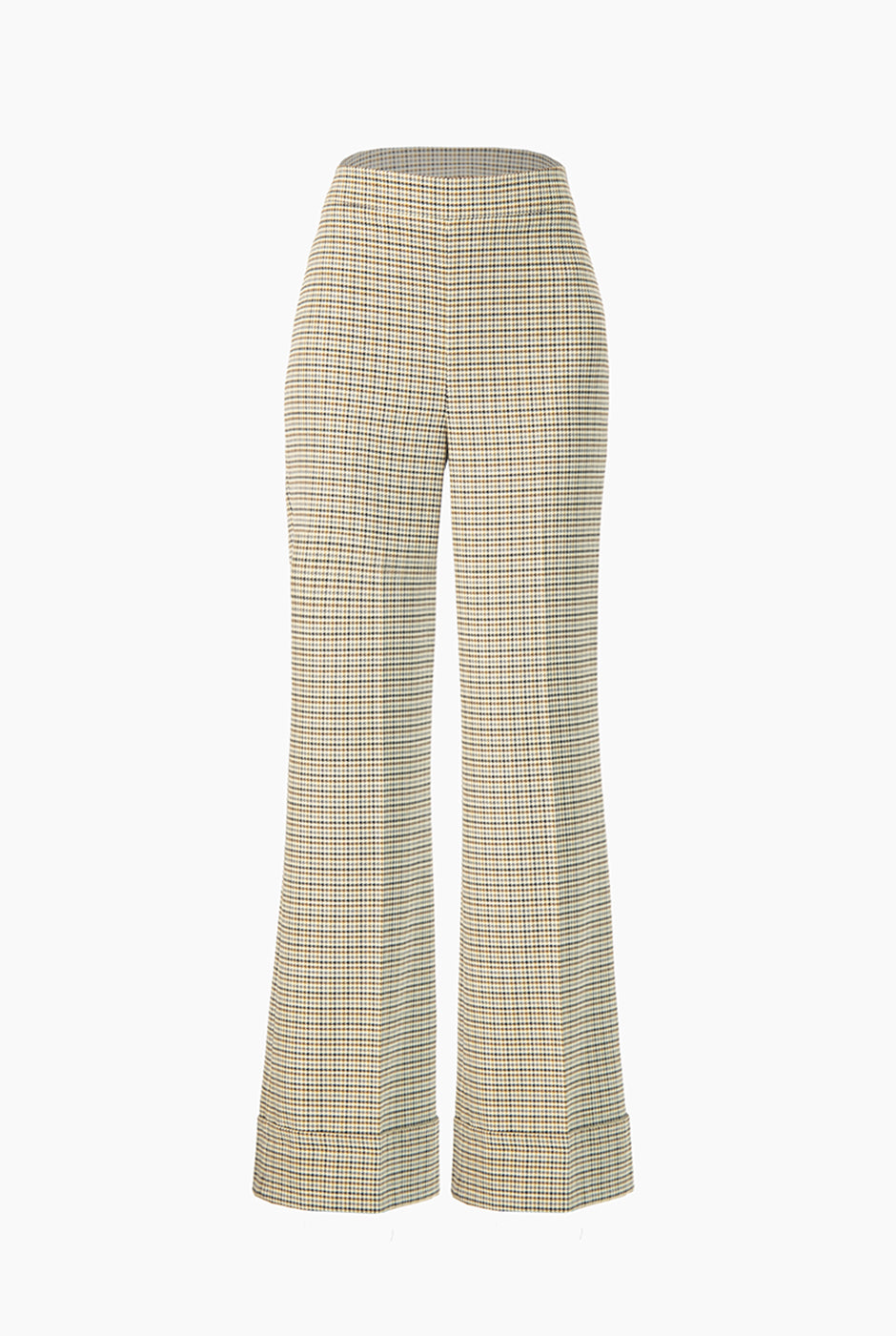 Pantalón campana multicolor de Ivonne con estampado de cuadros