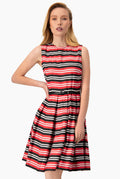 Vestido midi de rayas sin mangas, multicolor