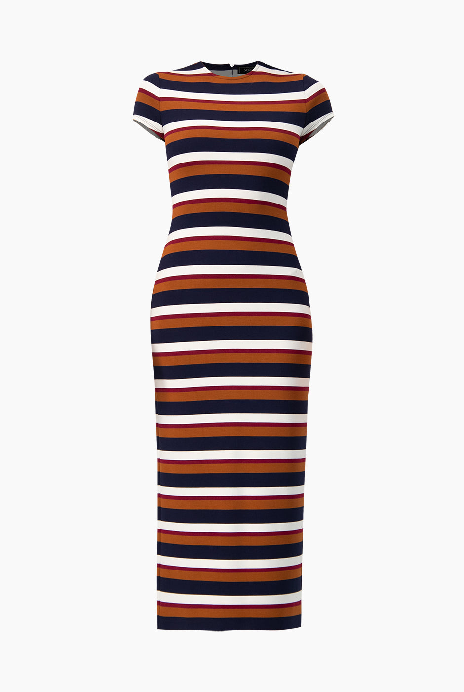 Vestido largo multicolor con mangas cortas tipo cap