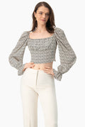 Blusa estampada de escote cuadrado